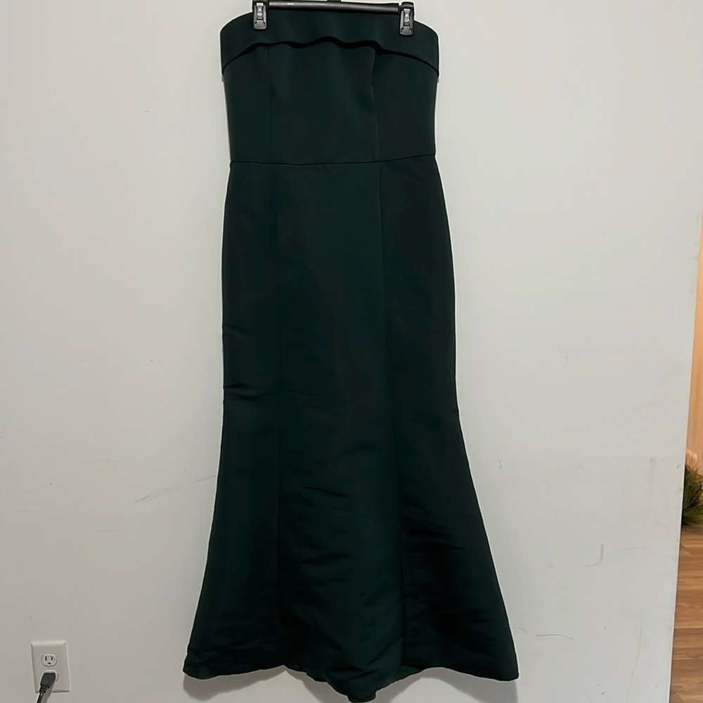 Amsale Jaylin Emerald Strapless Dress Size 14 EUC